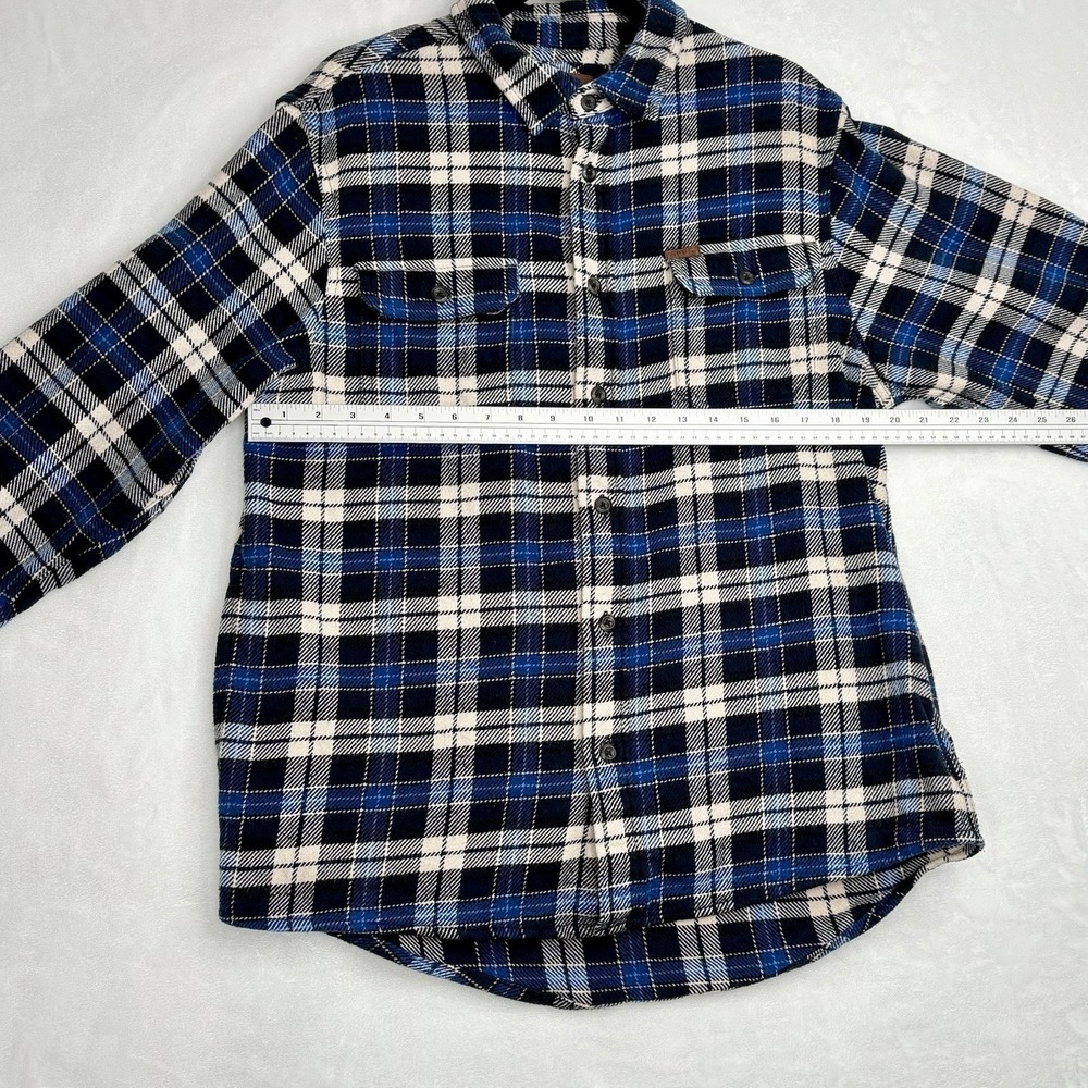 Orvis Classic Collection Mens Plaid Flannel Shirt Button Up M Blue Black White - Picture 7 of 10